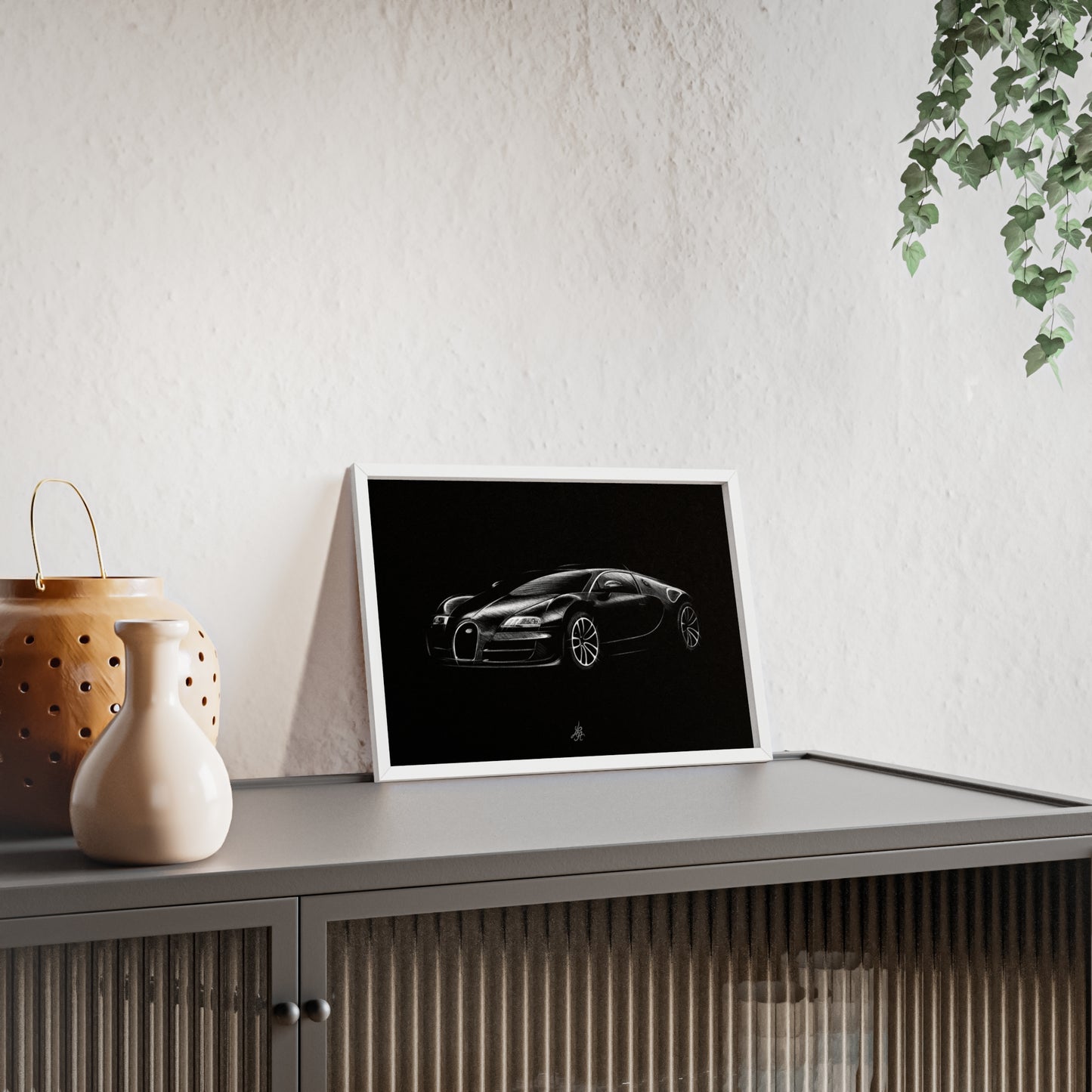 Dessin Encadré Bugatti Veyron, décoration hypercar