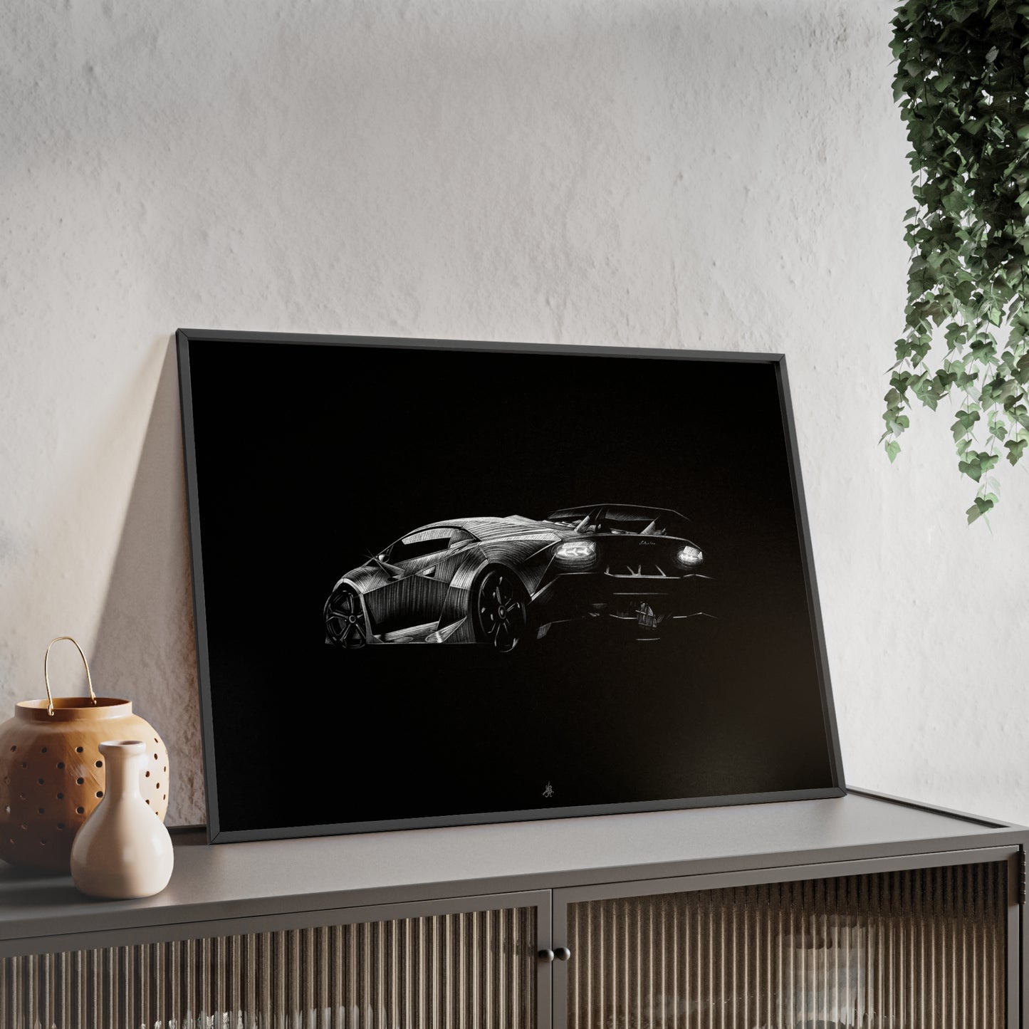 Dessin Encadré Lamborghini Sesto Elemento, décoration supercar