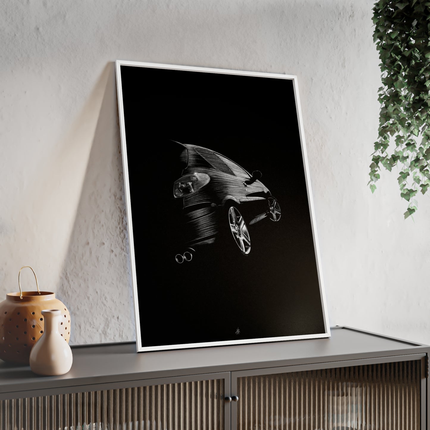 Dessin Encadré Peugeot 206 RC, décoration gti