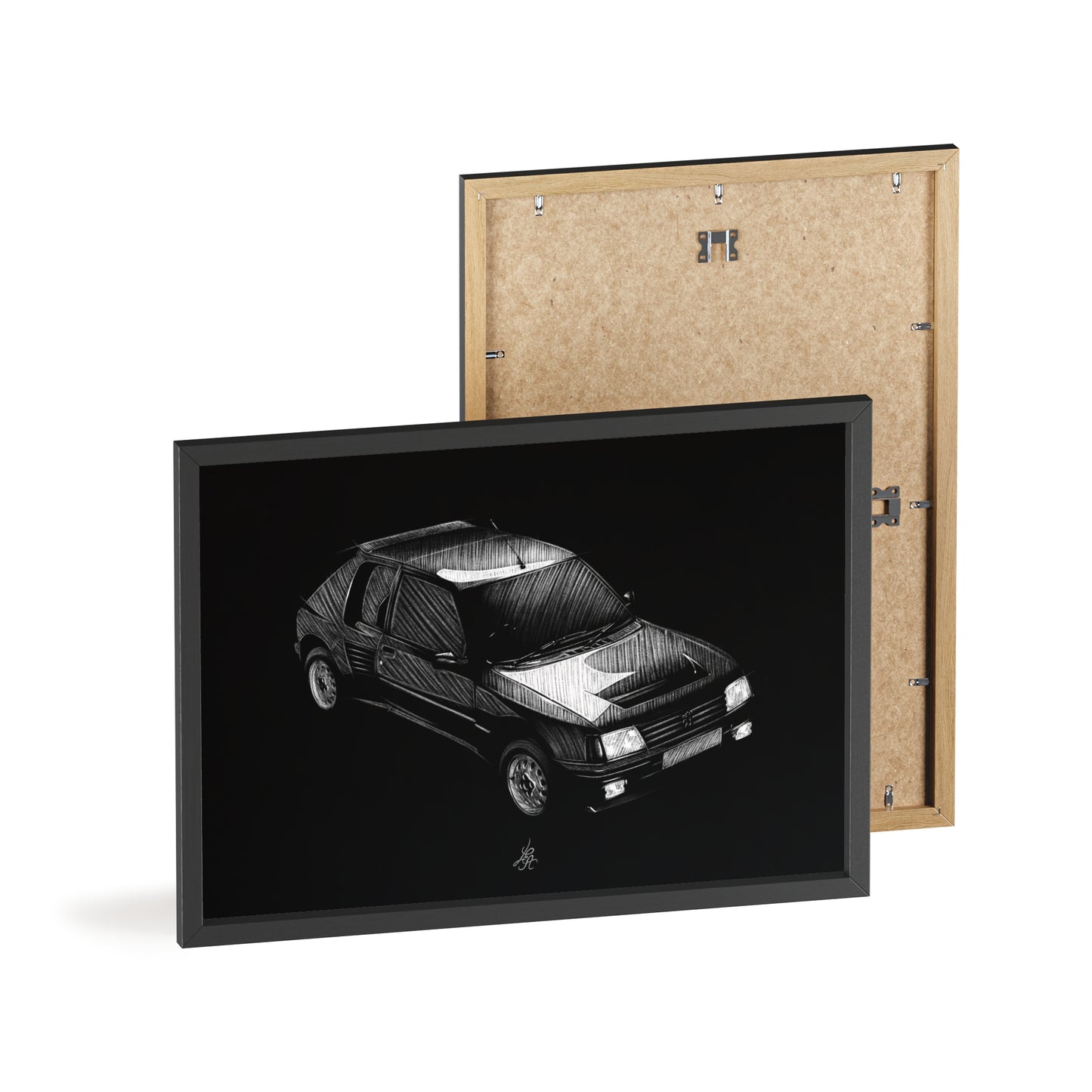Dessin Encadré Peugeot 205 T16, décoration gti
