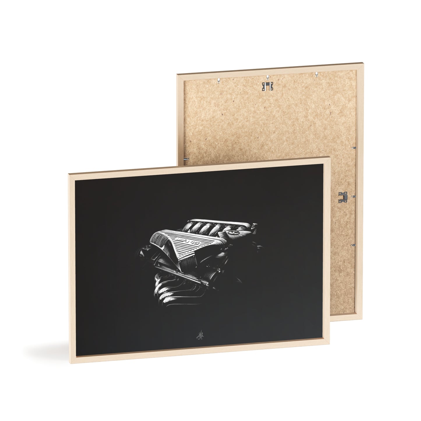 Dessin Encadré Moteur V12, Mercedes, M120, décoration mécanique-LE CADEAU AUTOMOBILE
