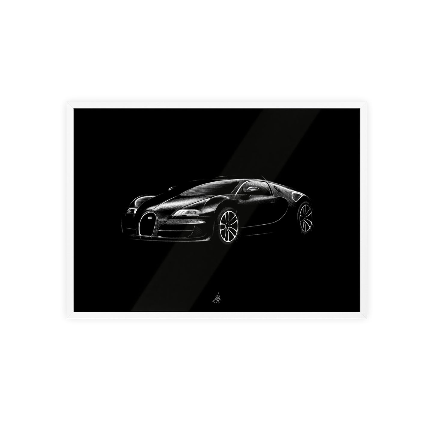 Dessin Encadré Bugatti Veyron, décoration hypercar