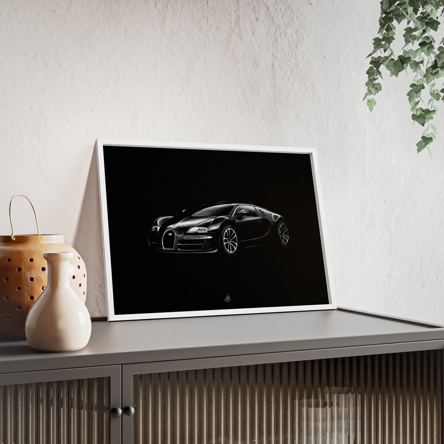 Dessin Encadré Bugatti Veyron, décoration hypercar