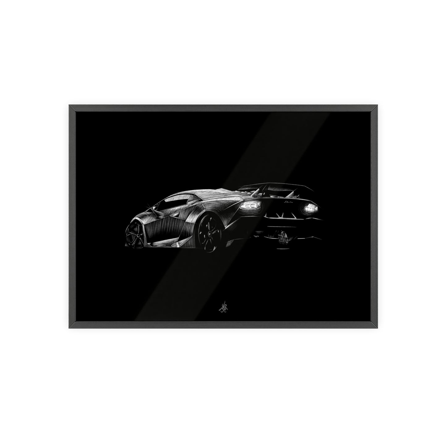 Dessin Encadré Lamborghini Sesto Elemento, décoration supercar