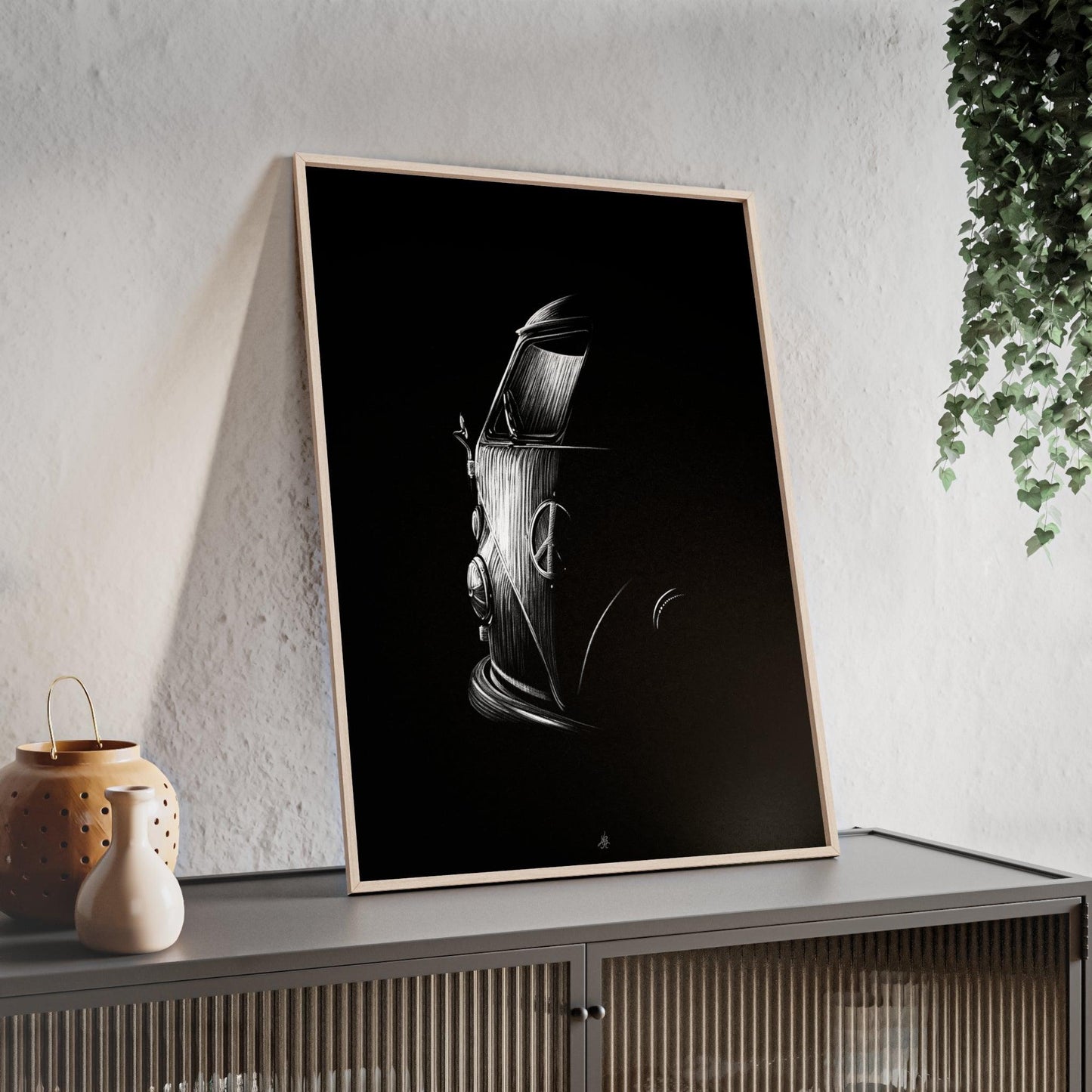 Dessin Encadré VW Combi, décoration van-LE CADEAU AUTOMOBILE