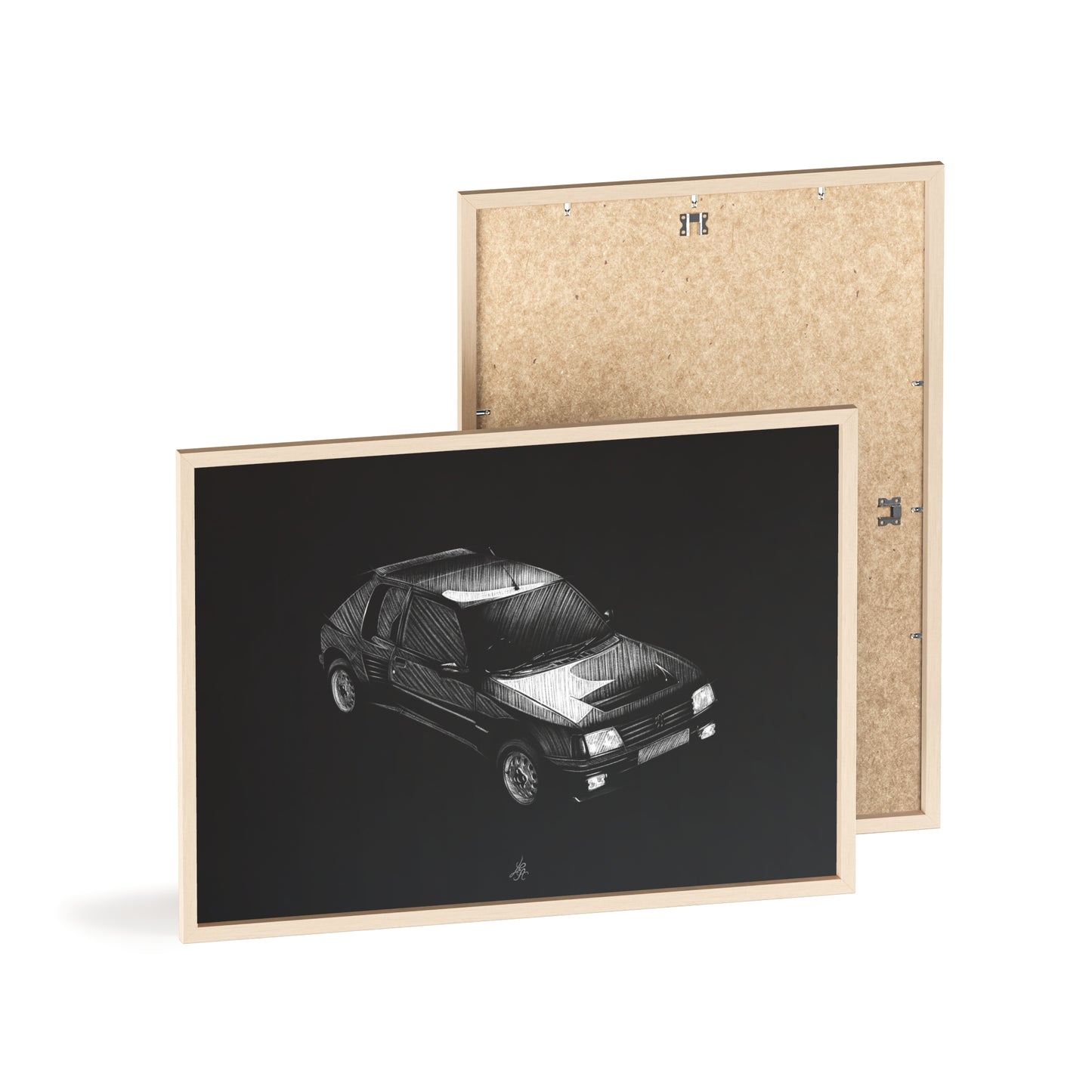 Dessin Encadré Peugeot 205 T16, décoration gti
