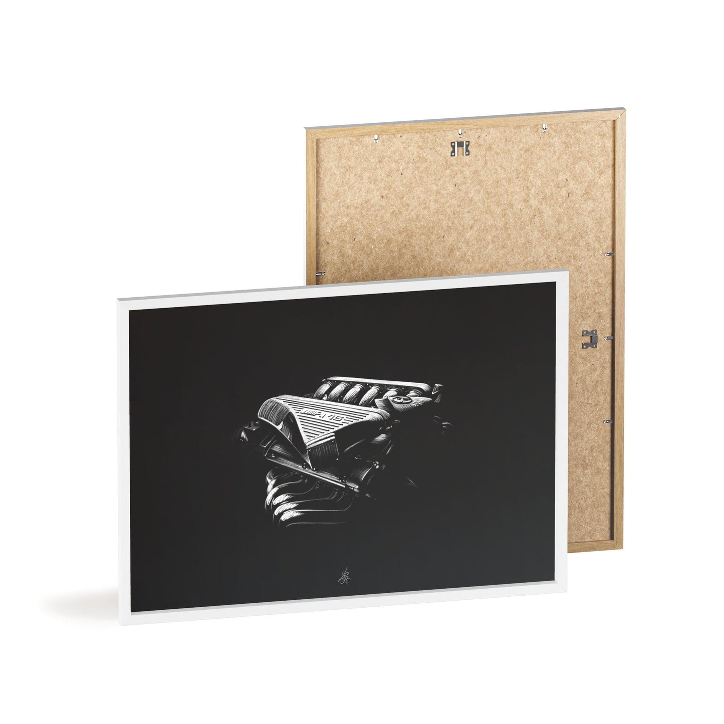 Dessin Encadré Moteur V12, Mercedes, M120, décoration mécanique-LE CADEAU AUTOMOBILE