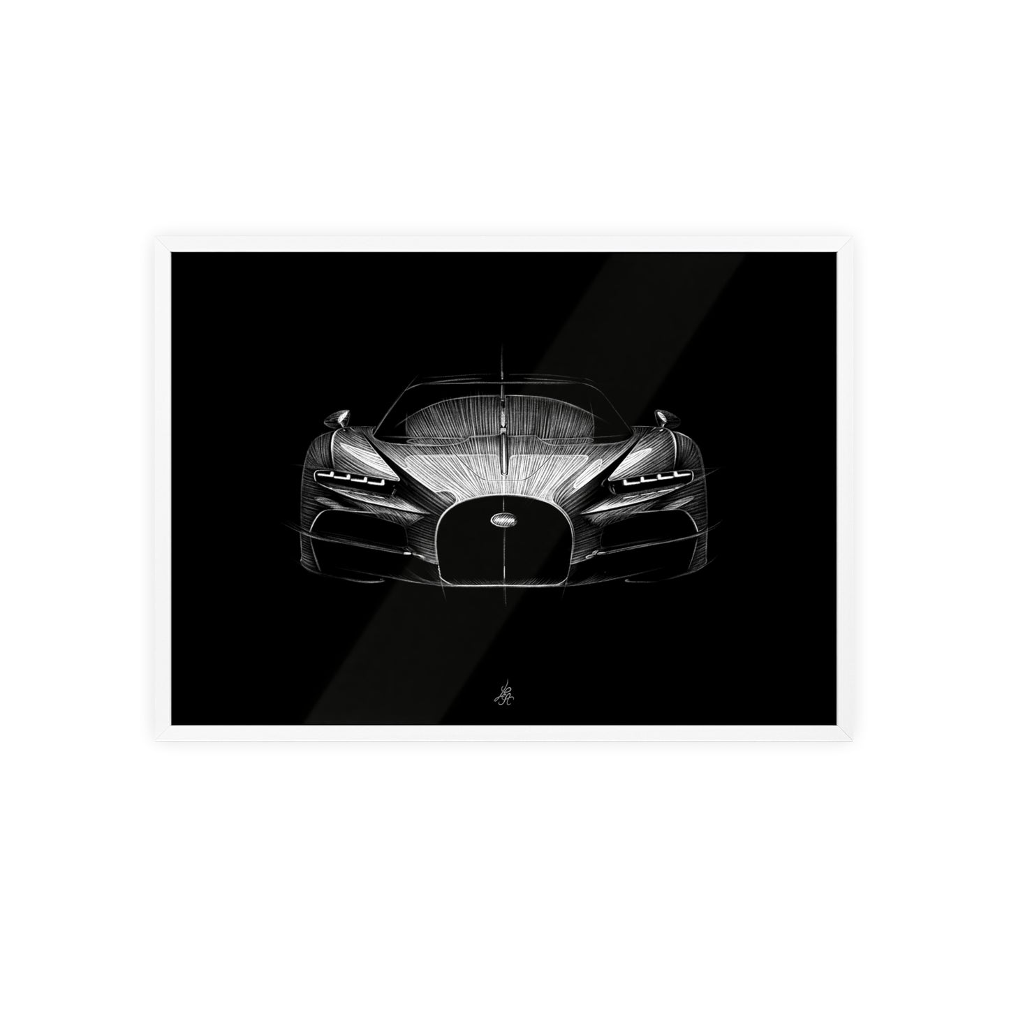 Dessin Encadré Bugatti Tourbillon, décoration hypercar