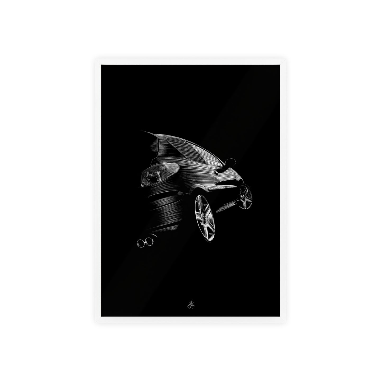 Dessin Encadré Peugeot 206 RC, décoration gti