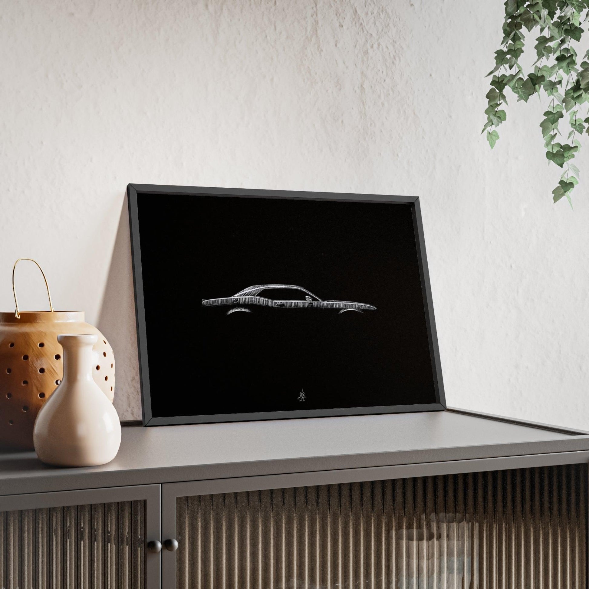 Dessin Encadré Dodge Challenger, Hellcat, décoration muscle-car-LE CADEAU AUTOMOBILE