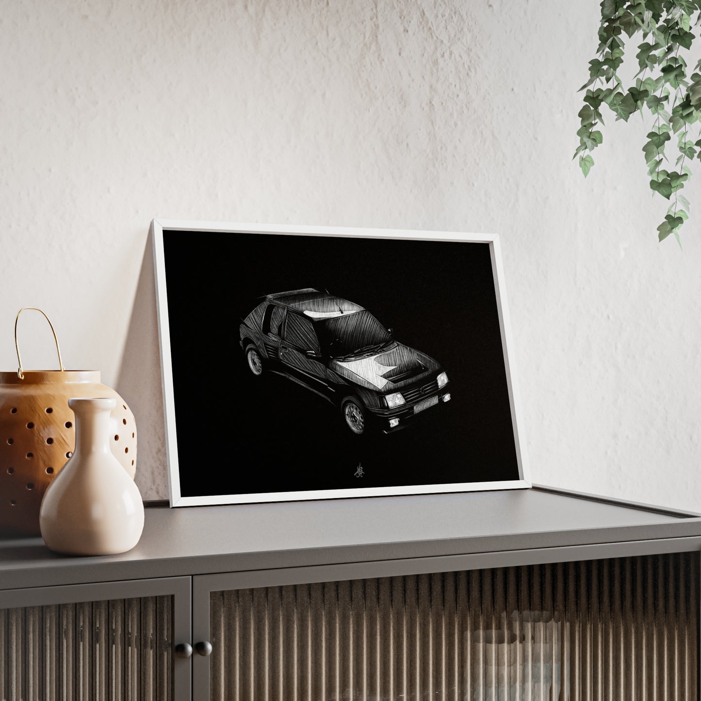 Dessin Encadré Peugeot 205 T16, décoration gti