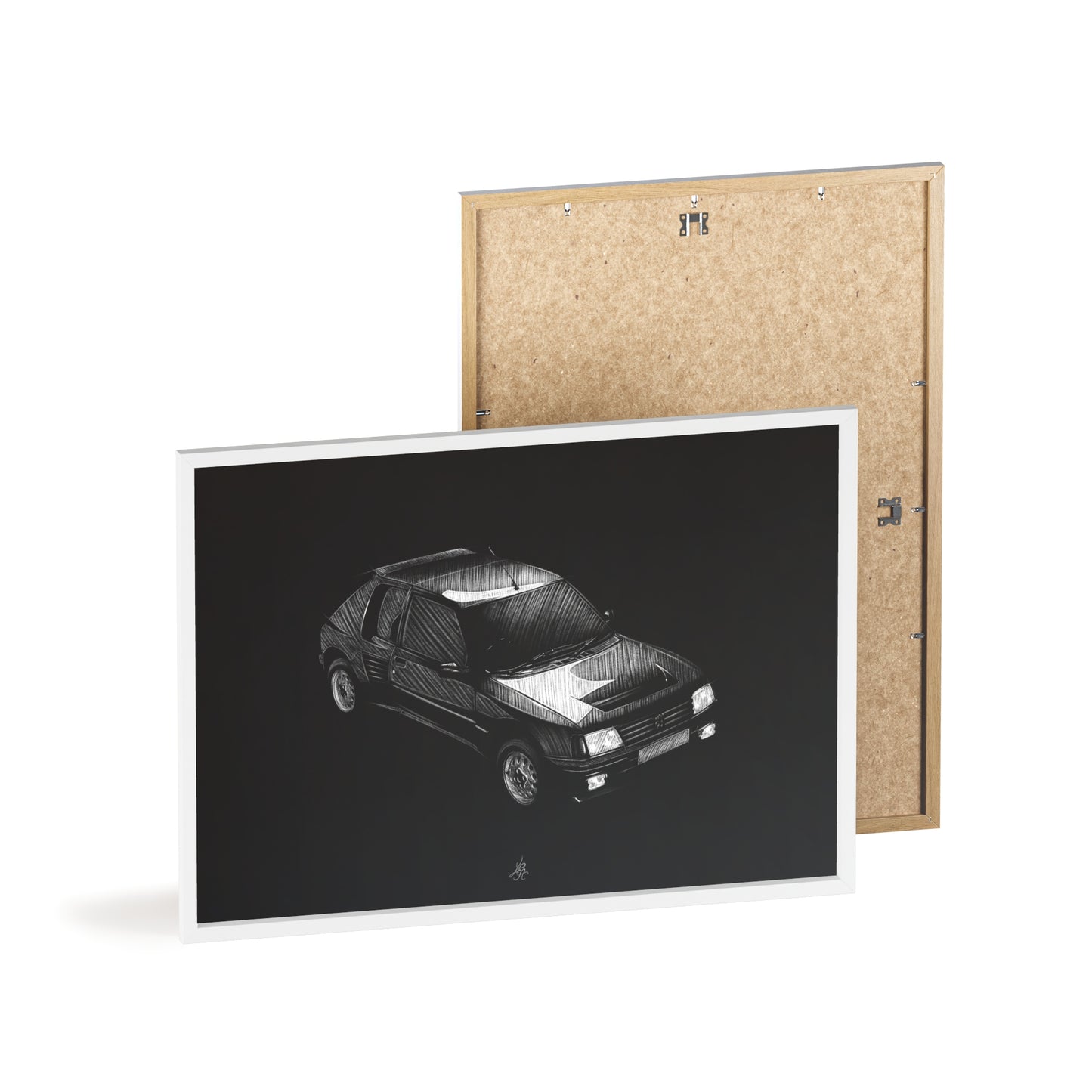 Dessin Encadré Peugeot 205 T16, décoration gti