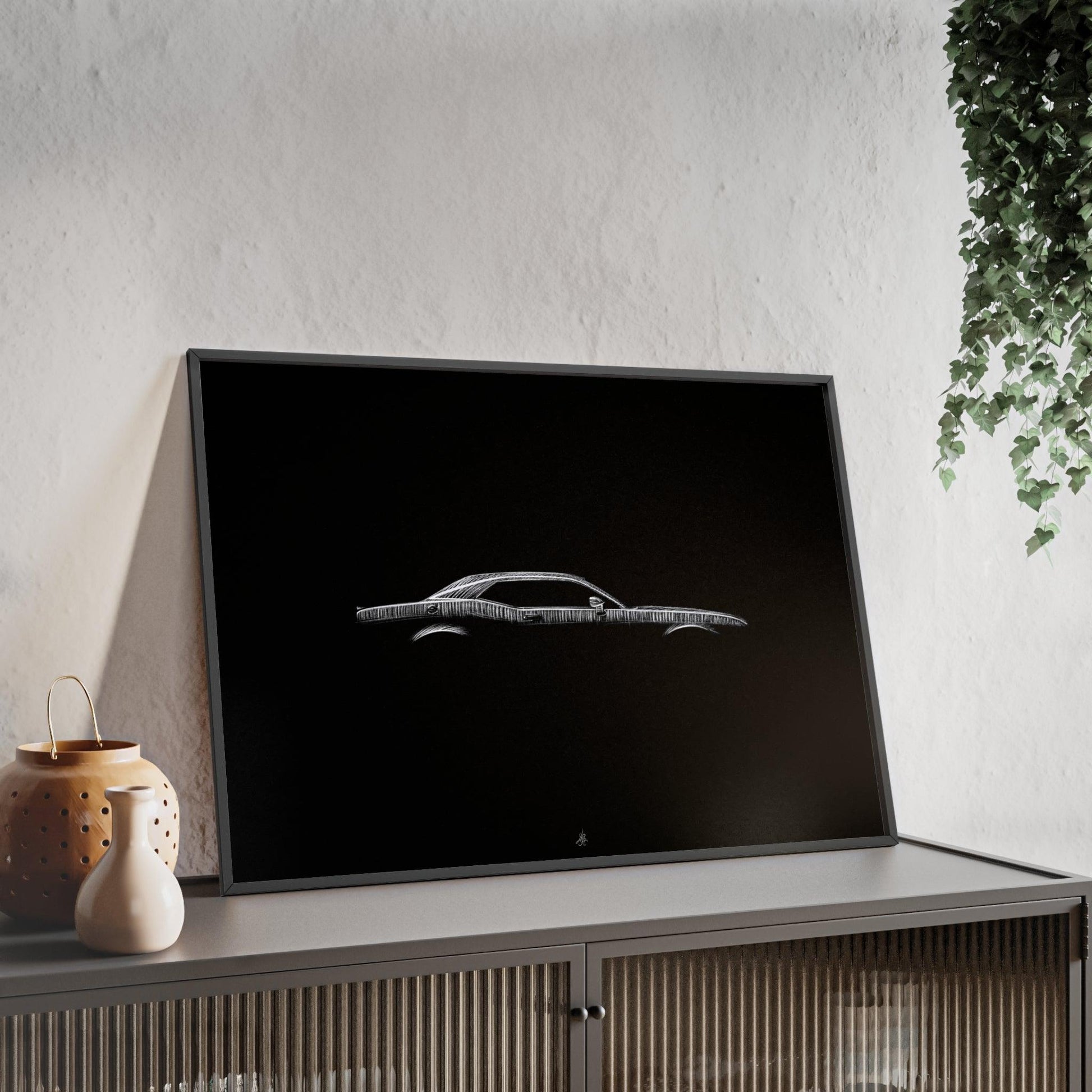 Dessin Encadré Dodge Challenger, Hellcat, décoration muscle-car-LE CADEAU AUTOMOBILE