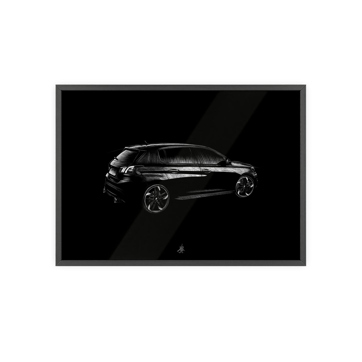 Dessin Encadré Peugeot 308 GTI, décoration moderne