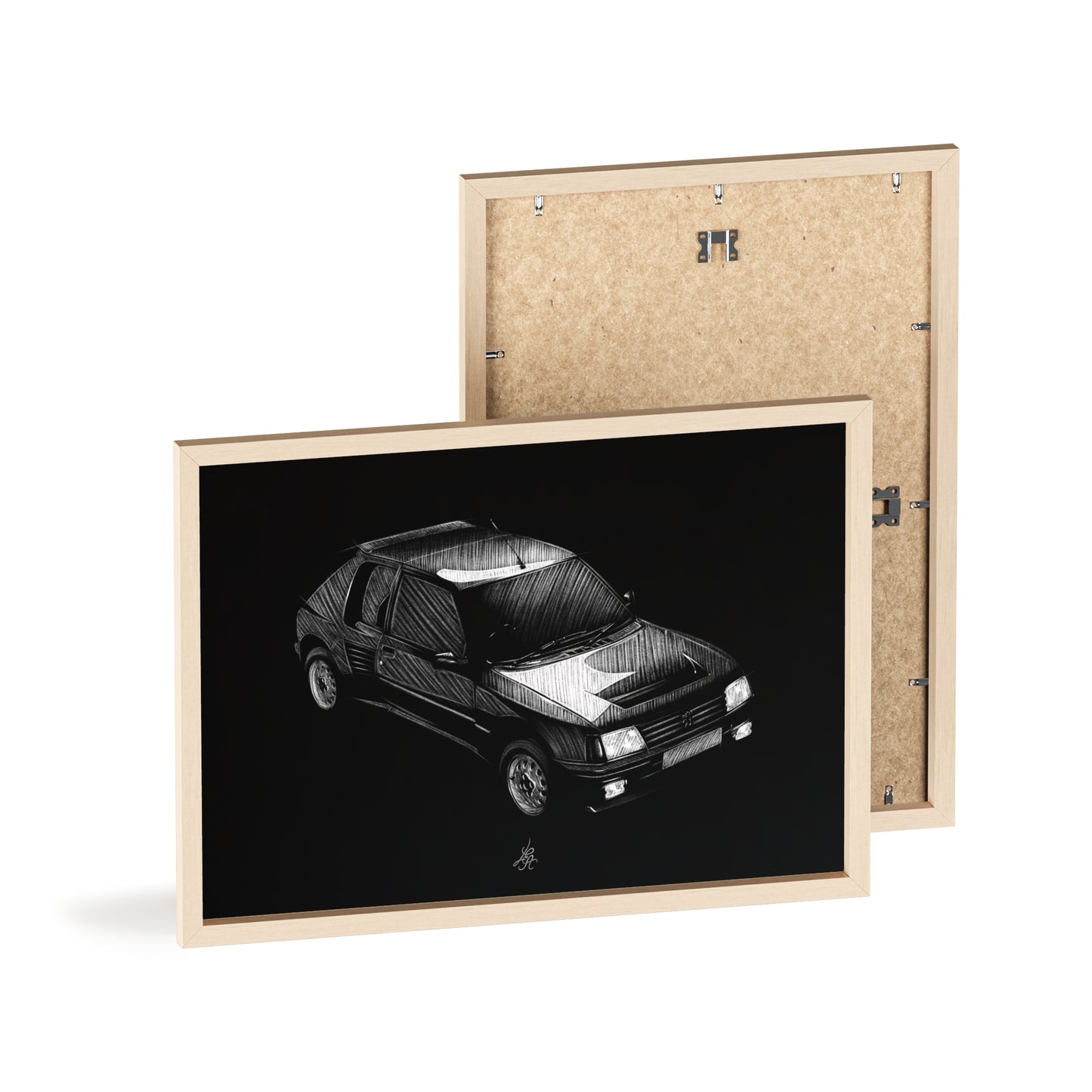 Dessin Encadré Peugeot 205 T16, décoration gti