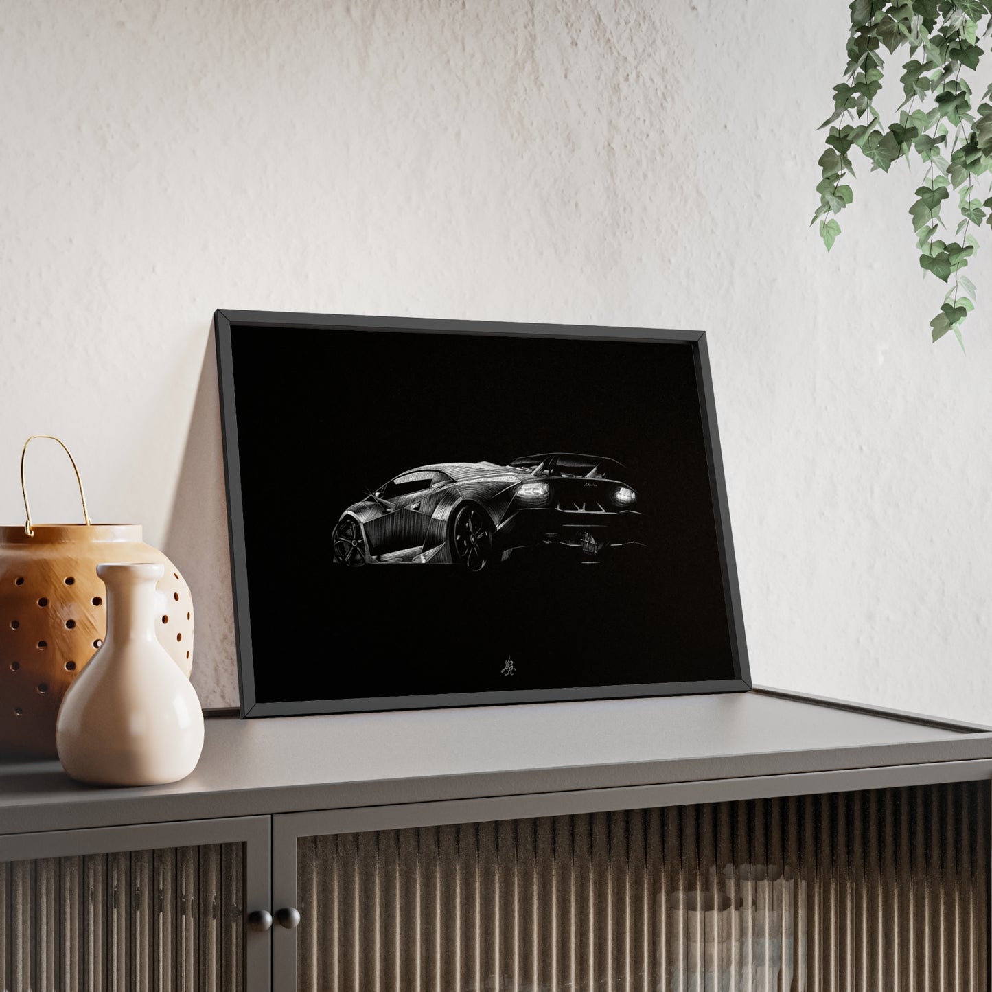 Dessin Encadré Lamborghini Sesto Elemento, décoration supercar