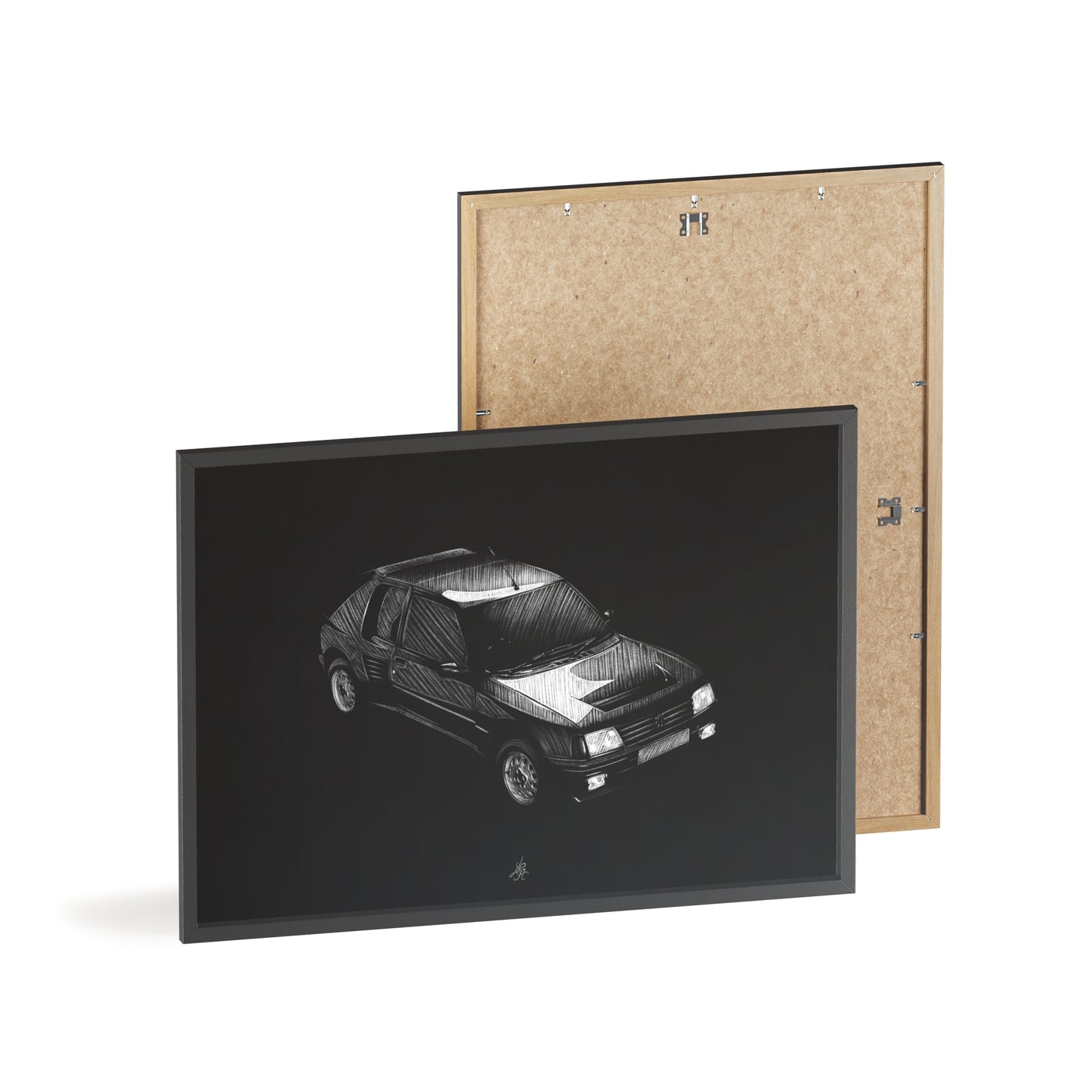 Dessin Encadré Peugeot 205 T16, décoration gti