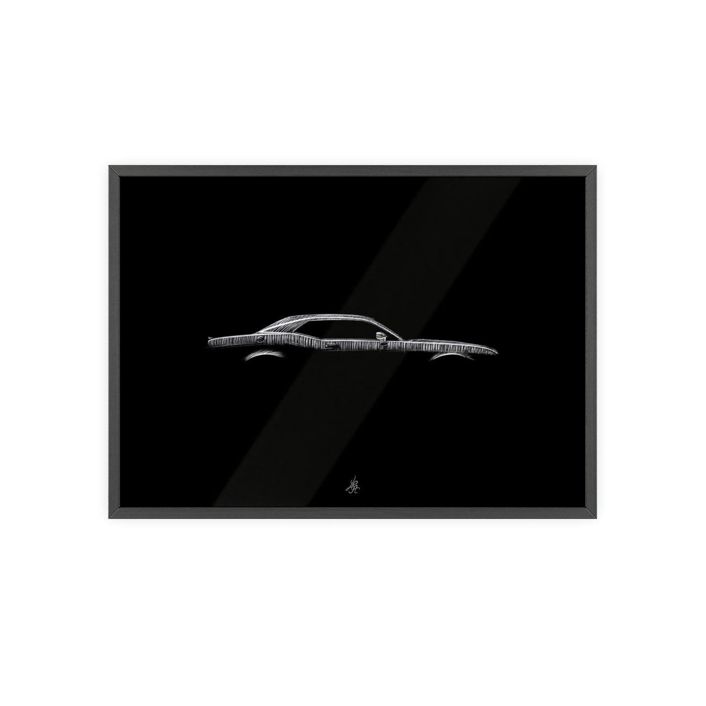 Dessin Encadré Dodge Challenger, Hellcat, décoration muscle-car-LE CADEAU AUTOMOBILE