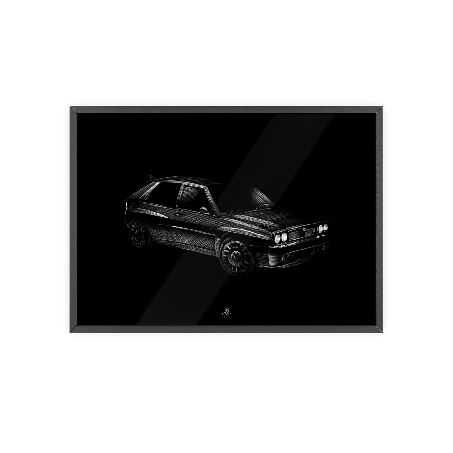 Dessin Encadré Lancia Delta Integrale, décoration rallye